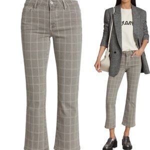 Frame Le Crop Mini Boot Gray Brown Plaid Pants size 29